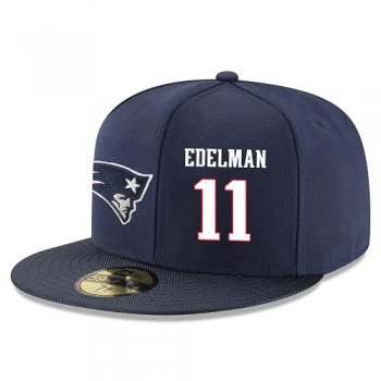 NFL New England Patriots #11 Julian Edelman Snapback Adjustable Stitched Player Hat - Navy/White Snapbacks/Hats/Caps