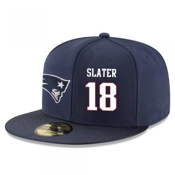 NFL New England Patriots #18 Matthew Slater Snapback Adjustable Stitched Player Hat - Navy/White Snapbacks/Hats/Caps