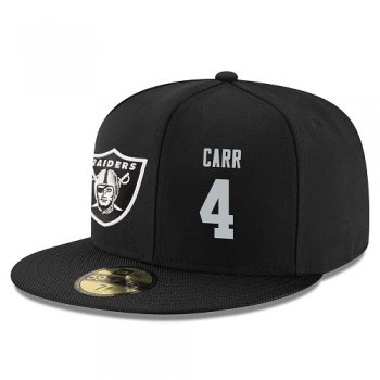 NFL Oakland Raiders #4 Derek Carr Snapback Adjustable Stitched Player Hat - Black/Silver Snapbacks/Hats/Caps