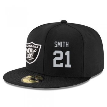 NFL Oakland Raiders #21 Sean Smith Snapback Adjustable Stitched Player Hat - Black/Silver Snapbacks/Hats/Caps