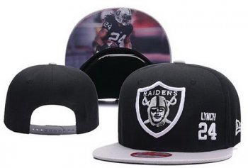 NFL Oakland Raiders #24 Marshawn Lynch Snapback Stitched Hat Black Snapbacks/Hats/Caps