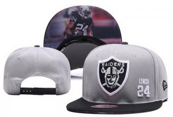 NFL Oakland Raiders #24 Marshawn Lynch Snapback Stitched Hat Grey Snapbacks/Hats/Caps