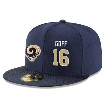 NFL Los Angeles Rams #16 Jared Goff Snapback Adjustable Stitched Player Hat - Navy/Gold Snapbacks/Hats/Caps