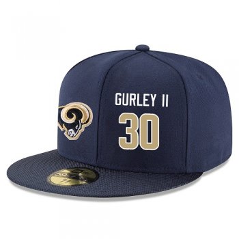 NFL Los Angeles Rams #30 Todd Gurley II Snapback Adjustable Stitched Player Hat - Navy/Gold Snapbacks/Hats/Caps