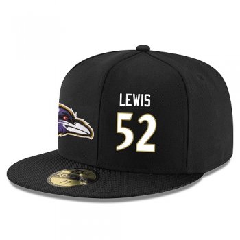 NFL Baltimore Ravens #52 Ray Lewis Snapback Adjustable Stitched Player Hat - Black/White Snapbacks/Hats/Caps