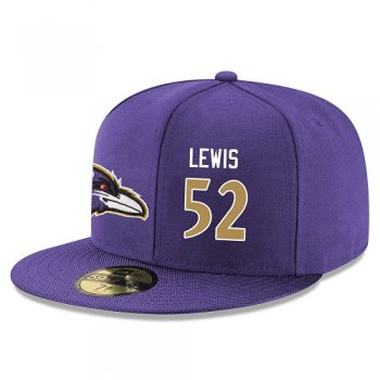 NFL Baltimore Ravens #52 Ray Lewis Snapback Adjustable Stitched Player Rush Hat - Purple/Gold Snapbacks/Hats/Caps