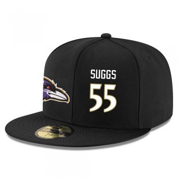 NFL Baltimore Ravens #55 Terrell Suggs Snapback Adjustable Stitched Player Hat - Black/White Snapbacks/Hats/Caps