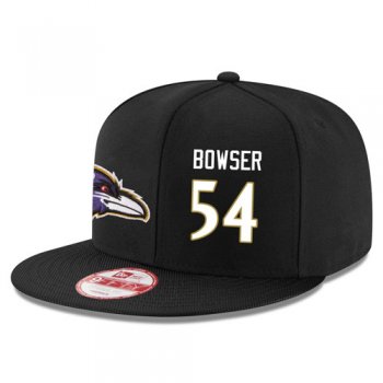 NFL Baltimore Ravens #54 Tyus Bowser Snapback Adjustable Stitched Player Hat - Black/White Snapbacks/Hats/Caps