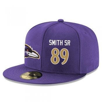 NFL Baltimore Ravens #89 Steve Smith Sr Snapback Adjustable Stitched Player Rush Hat - Purple/Gold Snapbacks/Hats/Caps