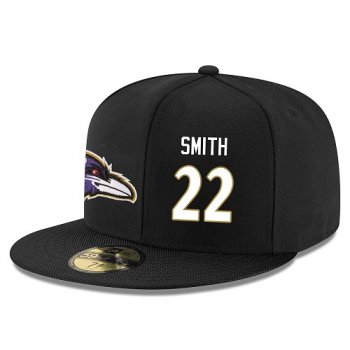 NFL Baltimore Ravens #22 Jimmy Smith Snapback Adjustable Stitched Player Hat - Black/White Snapbacks/Hats/Caps