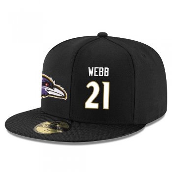 NFL Baltimore Ravens #21 Lardarius Webb Snapback Adjustable Stitched Player Hat - Black/White Snapbacks/Hats/Caps