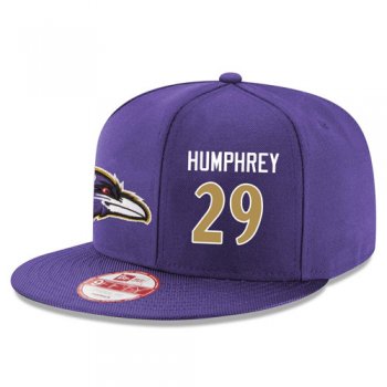 NFL Baltimore Ravens #29 Marlon Humphrey Snapback Adjustable Stitched Player Rush Hat - Purple/Gold Snapbacks/Hats/Caps