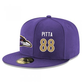 NFL Baltimore Ravens #88 Dennis Pitta Snapback Adjustable Stitched Player Rush Hat - Purple/Gold Snapbacks/Hats/Caps