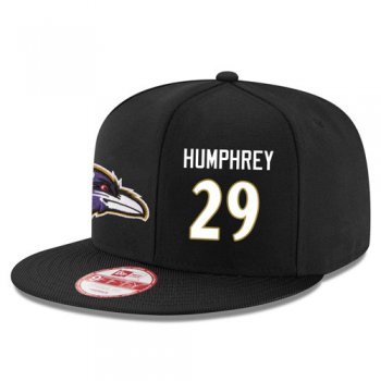 NFL Baltimore Ravens #29 Marlon Humphrey Snapback Adjustable Stitched Player Hat - Black/White Snapbacks/Hats/Caps