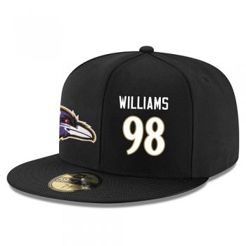 NFL Baltimore Ravens #98 Brandon Williams Snapback Adjustable Stitched Player Hat - Black/White Snapbacks/Hats/Caps