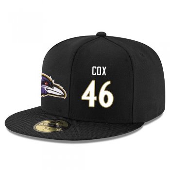 NFL Baltimore Ravens #46 Morgan Cox Snapback Adjustable Stitched Player Hat - Black/White Snapbacks/Hats/Caps