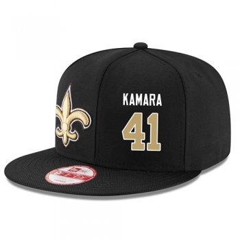 NFL New Orleans Saints #41 Alvin Kamara Snapback Adjustable Stitched Player Hat - Black Snapbacks/Hats/Caps