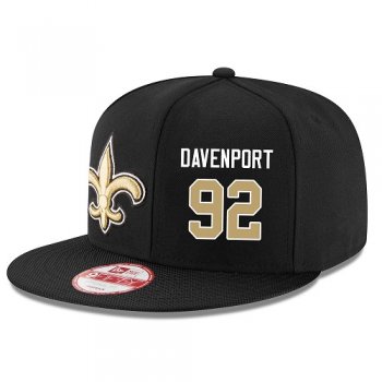 NFL New Orleans Saints #92 Marcus Davenport Snapback Adjustable Stitched Player Hat - Black Snapbacks/Hats/Caps