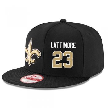 NFL New Orleans Saints #23 Marshon Lattimore Snapback Adjustable Stitched Player Hat - Black/Gold Snapbacks/Hats/Caps