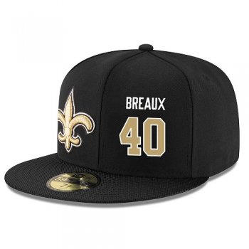 NFL New Orleans Saints #40 Delvin Breaux Snapback Adjustable Stitched Player Hat - Black/Gold Snapbacks/Hats/Caps