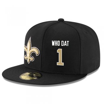 NFL New Orleans Saints #1 Who Dat Snapback Adjustable Stitched Player Hat - Black/Gold Snapbacks/Hats/Caps