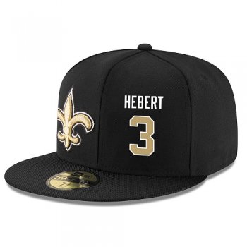 NFL New Orleans Saints #3 Bobby Hebert Snapback Adjustable Stitched Player Hat - Black/Gold Snapbacks/Hats/Caps