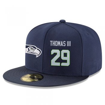 NFL Seattle Seahawks #29 Earl Thomas III Snapback Adjustable Stitched Player Hat - Navy/Grey Snapbacks/Hats/Caps