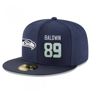 NFL Seattle Seahawks #89 Doug Baldwin Snapback Adjustable Stitched Player Hat - Navy/Grey Snapbacks/Hats/Caps