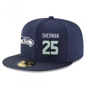 NFL Seattle Seahawks #25 Richard Sherman Snapback Adjustable Stitched Player Hat - Navy/Grey Snapbacks/Hats/Caps