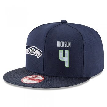 NFL Seattle Seahawks #4 Michael Dickson Snapback Adjustable Stitched Player Hat - Navy Blue Snapbacks/Hats/Caps