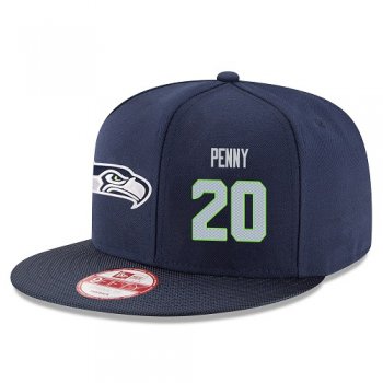 NFL Seattle Seahawks #20 Rashaad Penny Snapback Adjustable Stitched Player Hat - Navy Blue Snapbacks/Hats/Caps