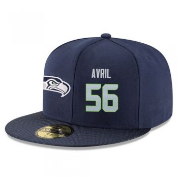 NFL Seattle Seahawks #56 Cliff Avril Snapback Adjustable Stitched Player Hat - Navy/Grey Snapbacks/Hats/Caps