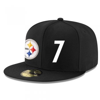 NFL Pittsburgh Steelers #7 Ben Roethlisberger Snapback Adjustable Stitched Player Hat - Black/White Snapbacks/Hats/Caps