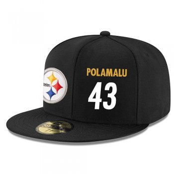 NFL Pittsburgh Steelers #43 Troy Polamalu Snapback Adjustable Stitched Player Hat - Black/White Snapbacks/Hats/Caps