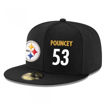 NFL Pittsburgh Steelers #53 Maurkice Pouncey Snapback Adjustable Stitched Player Hat - Black/White Snapbacks/Hats/Caps