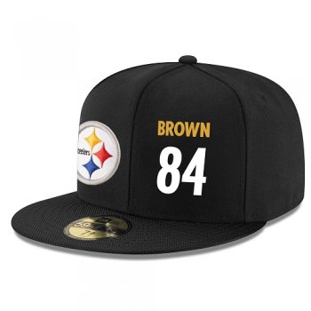 NFL Pittsburgh Steelers #84 Antonio Brown Snapback Adjustable Stitched Player Hat - Black/White Snapbacks/Hats/Caps