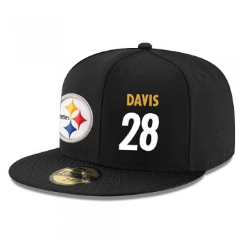 NFL Pittsburgh Steelers #28 Sean Davis Snapback Adjustable Stitched Player Hat - Black/White Snapbacks/Hats/Caps