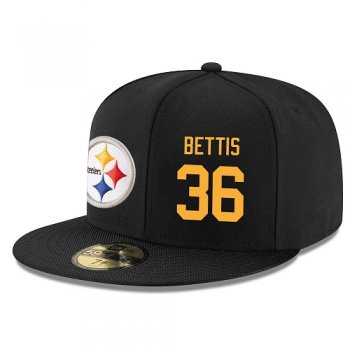 NFL Pittsburgh Steelers #36 Jerome Bettis Snapback Adjustable Stitched Player layer Rush Hat - Black/Gold Snapbacks/Hats/Caps