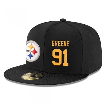 NFL Pittsburgh Steelers #91 Kevin Greene Snapback Adjustable Stitched Player Rush Hat - Black/Gold Snapbacks/Hats/Caps