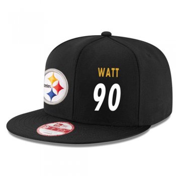 NFL Pittsburgh Steelers #90 T. J. Watt Snapback Adjustable Stitched Player Hat - Black/White Snapbacks/Hats/Caps