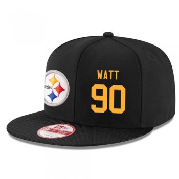 NFL Pittsburgh Steelers #90 T. J. Watt Snapback Adjustable Stitched Player Rush Hat - Black/Gold Snapbacks/Hats/Caps