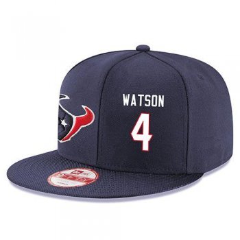 NFL Houston Texans #4 Deshaun Watson Snapback Adjustable Stitched Player Hat - Navy/White Snapbacks/Hats/Caps