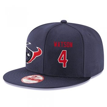 NFL Houston Texans #4 Deshaun Watson Snapback Adjustable Stitched Player Rush Hat - Navy/Red Snapbacks/Hats/Caps