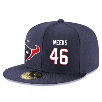 NFL Houston Texans #46 Jon Weeks Snapback Adjustable Stitched Player Hat - Navy/White Snapbacks/Hats/Caps