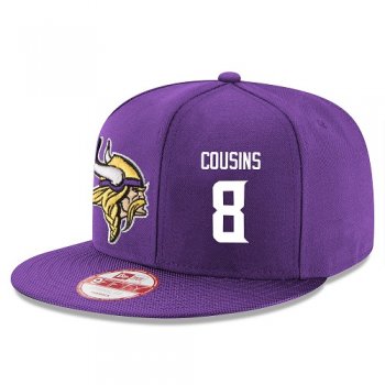 NFL Minnesota Vikings #8 Kirk Cousins Snapback Adjustable Stitched Player Hat - Purple Snapbacks/Hats/Caps