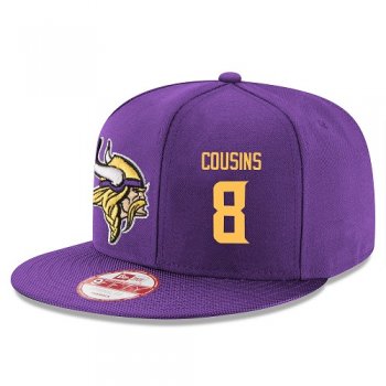 NFL Minnesota Vikings #8 Kirk Cousins Snapback Adjustable Stitched Player Rush Hat - Purple Snapbacks/Hats/Caps