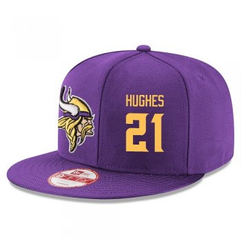 NFL Minnesota Vikings #21 Mike Hughes Snapback Adjustable Stitched Player Rush Hat - Purple Snapbacks/Hats/Caps