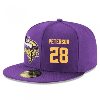 NFL Minnesota Vikings #28 Adrian Peterson Snapback Adjustable Stitched Player Hat - Purple/Gold Snapbacks/Hats/Caps