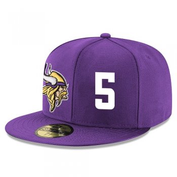 NFL Minnesota Vikings #5 Teddy Bridgewater Snapback Adjustable Stitched Player Hat - Purple/White Snapbacks/Hats/Caps