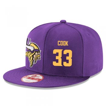 NFL Minnesota Vikings #33 Dalvin Cook Snapback Adjustable Stitched Player Hat - Purple/Gold Snapbacks/Hats/Caps